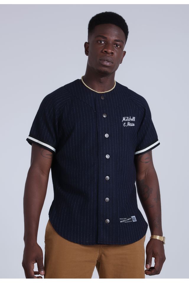 Camisa-Mitchell---Ness-Manga-Curta-Branded-Azul-Marinho Camisa-Mitchell---Ness-Manga-Curta-Branded-Azul-Marinho