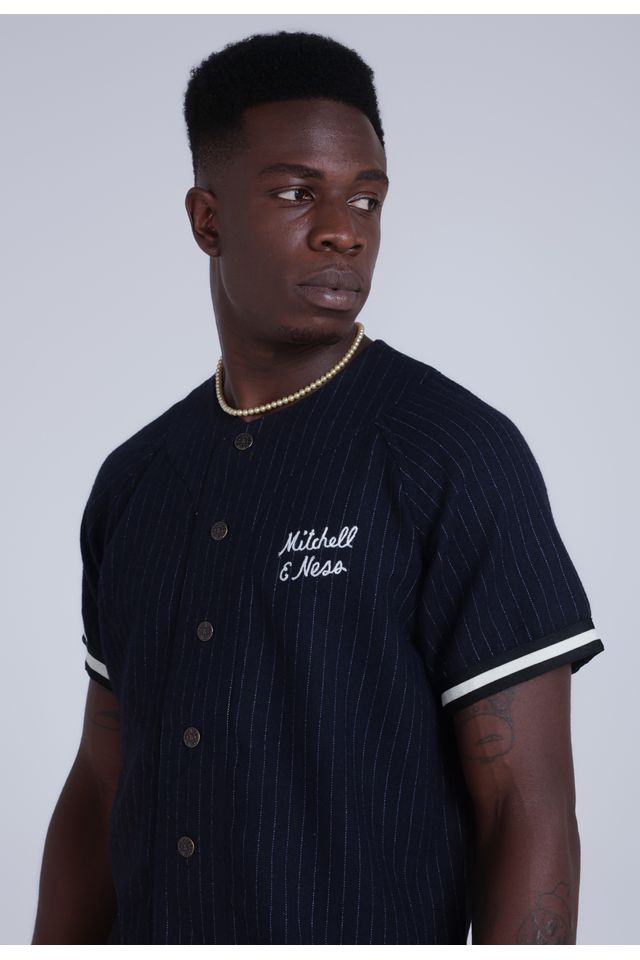 Camisa-Mitchell---Ness-Manga-Curta-Branded-Azul-Marinho