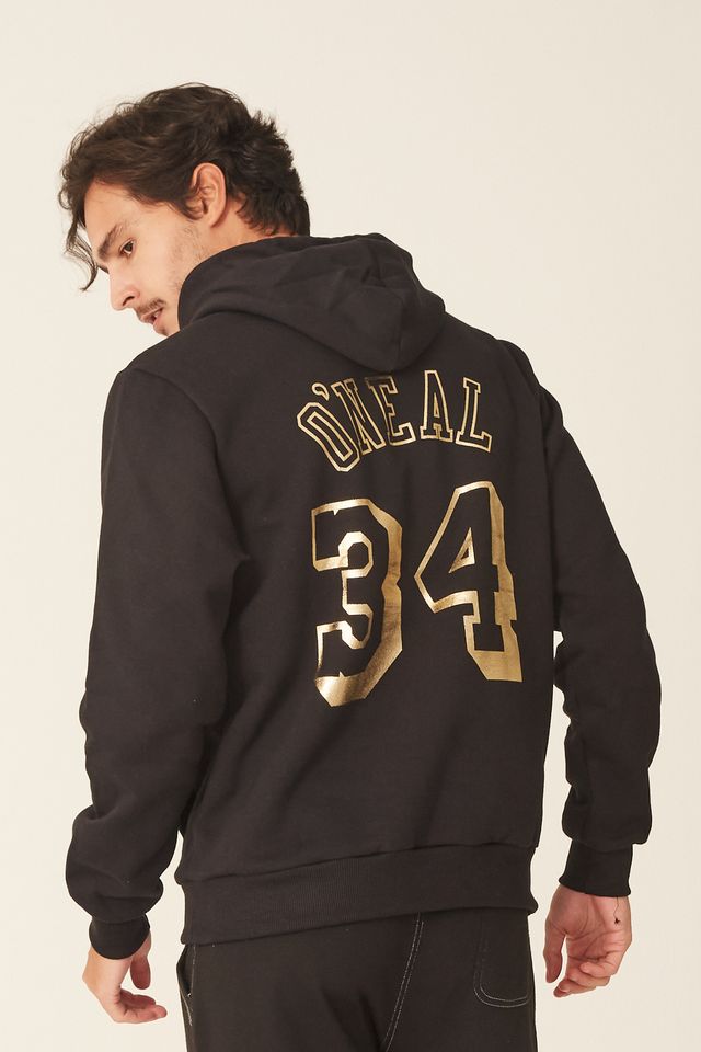 Moletom-Mitchell---Ness-Fechado-Com-Capuz-Los-Angeles-Lakers-Shaquille-O-Neal-Preto