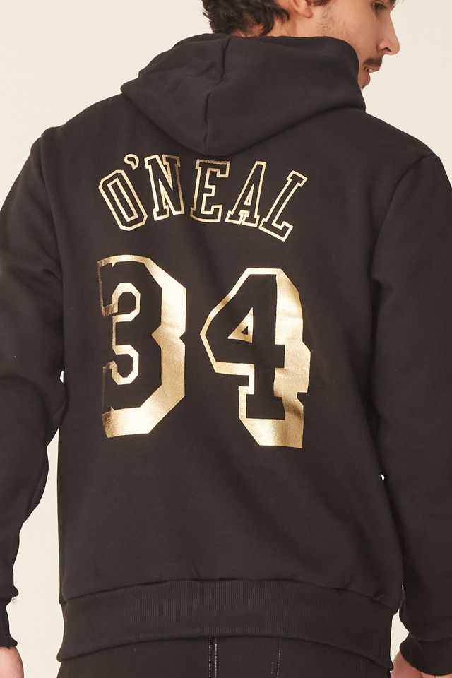 Moletom-Mitchell---Ness-Fechado-Com-Capuz-Los-Angeles-Lakers-Shaquille-O-Neal-Preto
