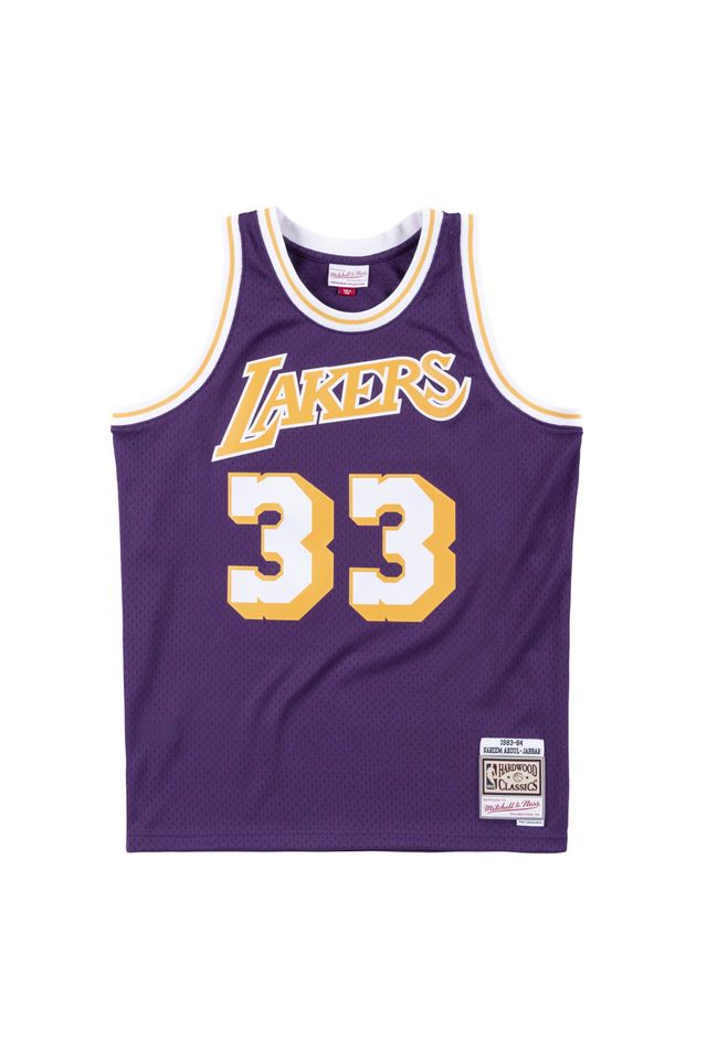 Regata-Mitchell---Ness-Away-Swingman-Jersey-Los-Angeles-Lakers-1983-1984-Kareem-Abdul-Jabbar-Roxa