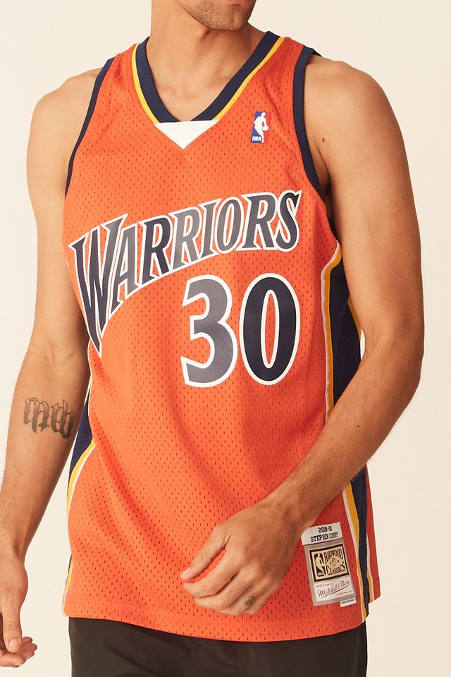 Regata-Mitchell---Ness-Alternate-Swingman-Jersey-Golden-State-Warrior-2009-10-Stephen-Curry-Laranja
