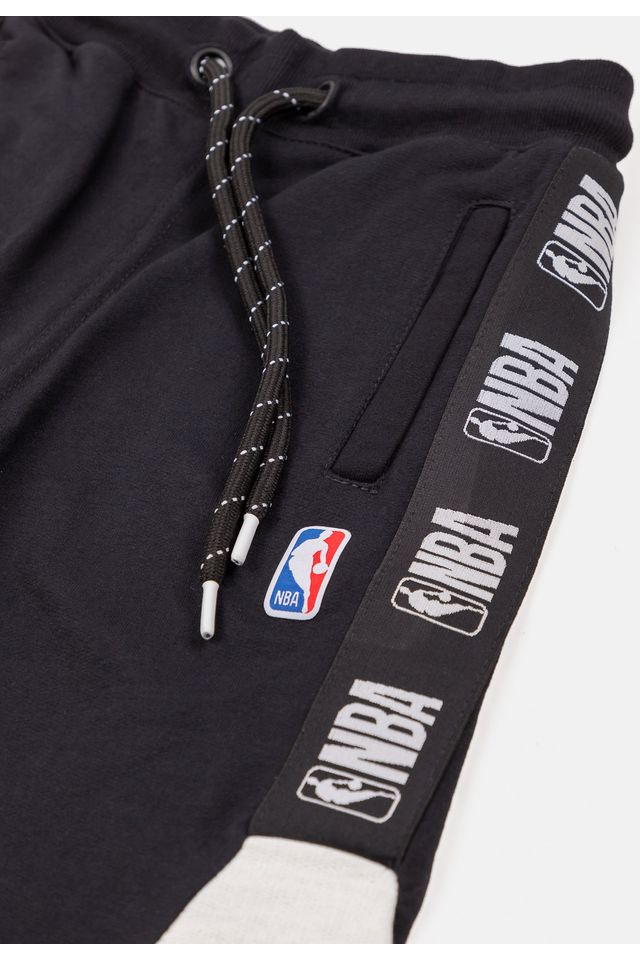 Bermuda-NBA-Moletom-Juvenil-Preta-Pura