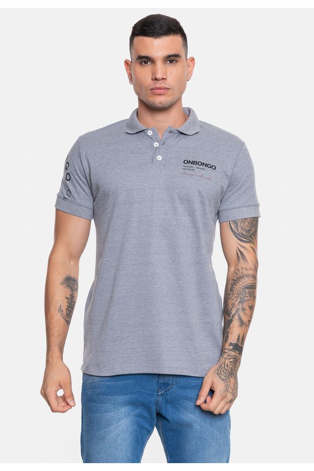 Camisa-Polo-Onbongo-Piquet-Masculina-Aust-Cinza-Mescla Camisa-Polo-Onbongo-Piquet-Masculina-Aust-Cinza-Mescla