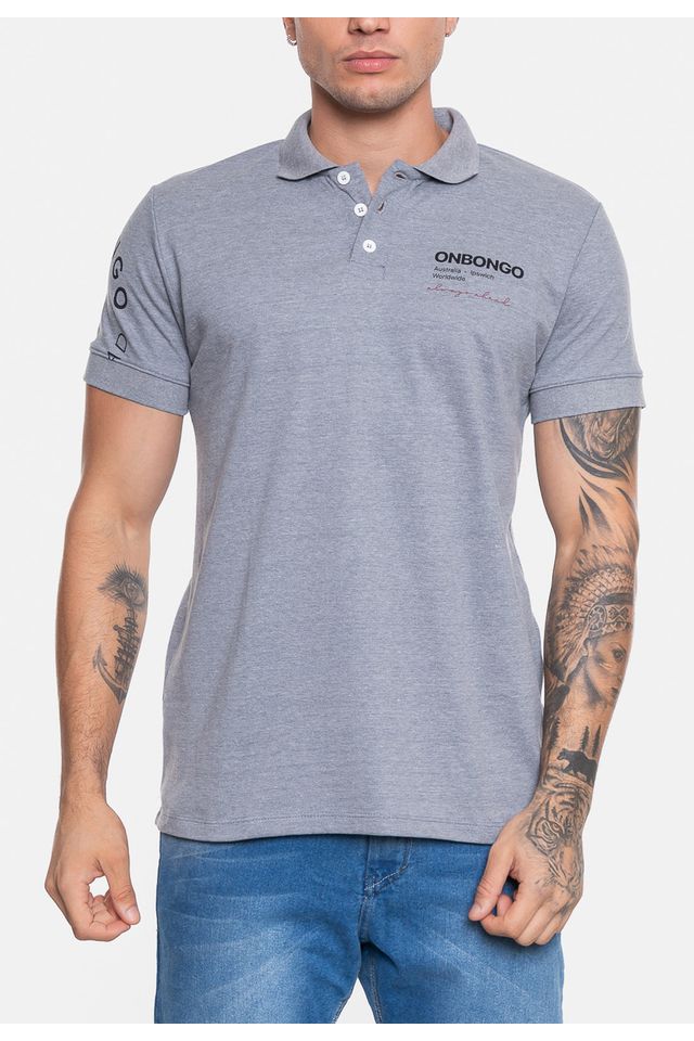 Camisa-Polo-Onbongo-Piquet-Masculina-Aust-Cinza-Mescla