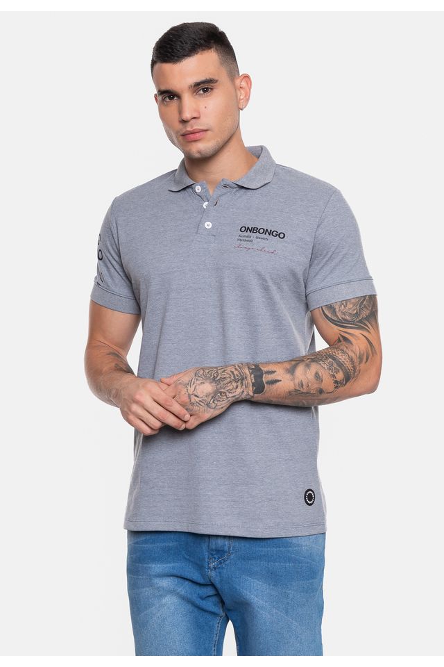 Camisa-Polo-Onbongo-Piquet-Masculina-Aust-Cinza-Mescla