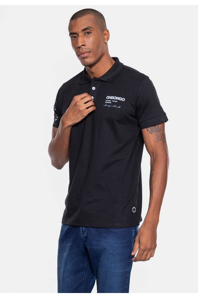 Camisa-Polo-Onbongo-Piquet-Masculina-Aust-Preta