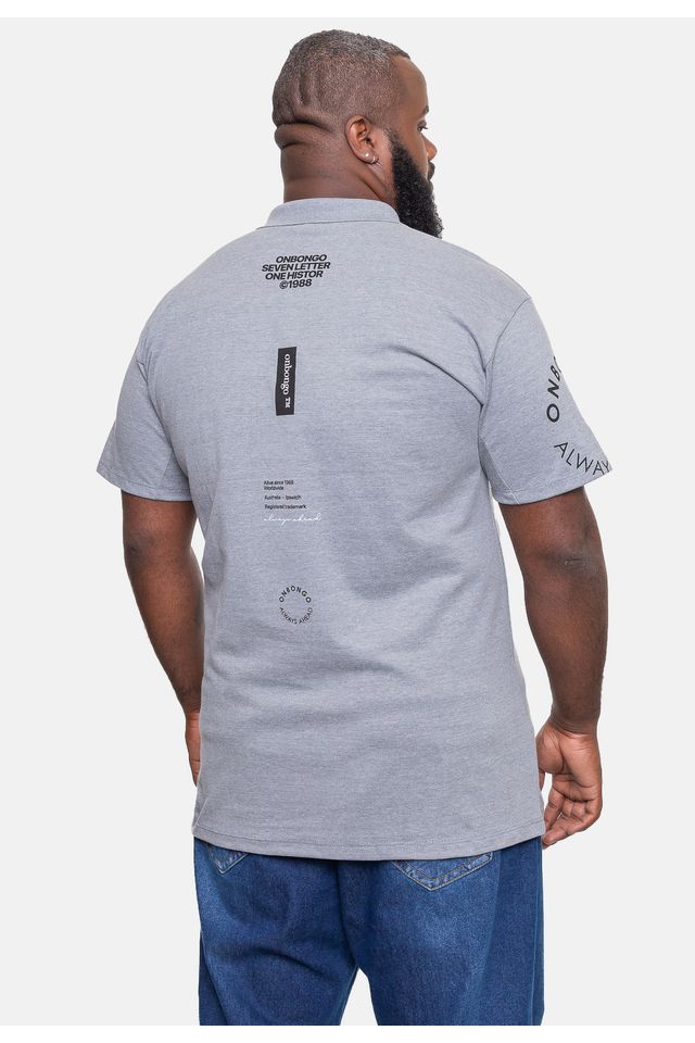 Camisa-Polo-Onbongo-Piquet-Masculina-Plus-Size-Cinza-Mescla