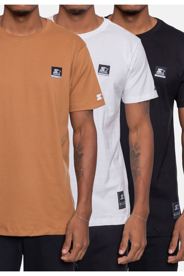 Camiseta-Starter-Juic-Kit-com-3-Pecas---Marrom-Branca-e-Preta Camiseta-Starter-Juic-Kit-com-3-Pecas---Marrom-Branca-e-Preta