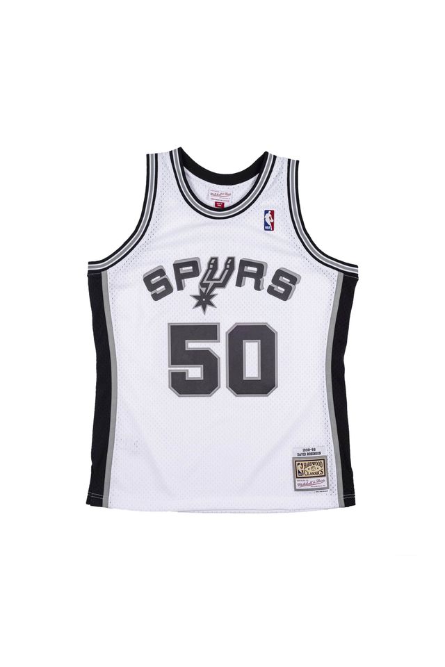 Regata-Mitchell---Ness-Swingman-Jersey-San-Antonio-Spurs-1998-1999-David-Robinson-Branca