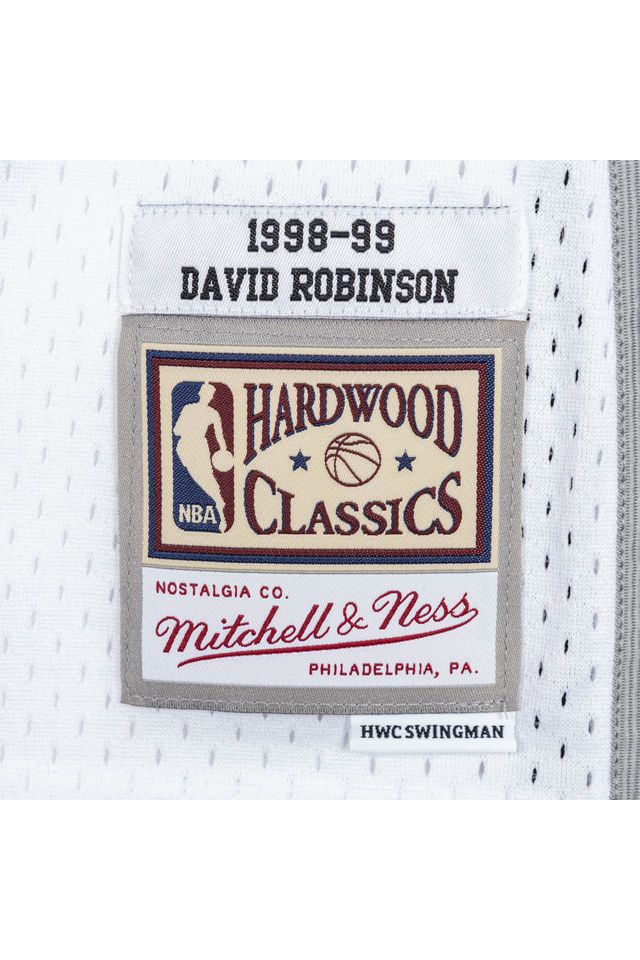 Regata-Mitchell---Ness-Swingman-Jersey-San-Antonio-Spurs-1998-1999-David-Robinson-Branca