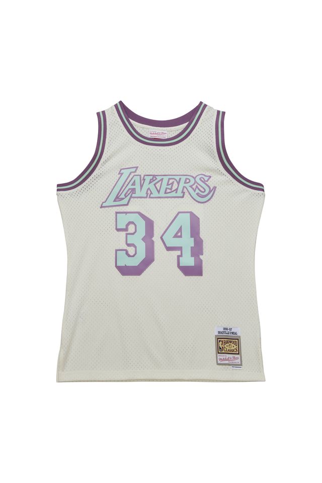 Regata-Mitchell---Ness-Swingman-Jersey-Los-Angeles-Lakers-1996-97-Shaquille-O-Neal-Branca Regata-Mitchell---Ness-Swingman-Jersey-Los-Angeles-Lakers-1996-97-Shaquille-O-Neal-Branca