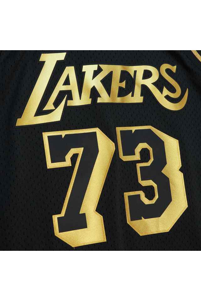 Regata-Mitchell---Ness-Black-Gold-Swingman-Jersey-Los-Angeles-Lakers-1998-99-Dennis-Rodman-Preta