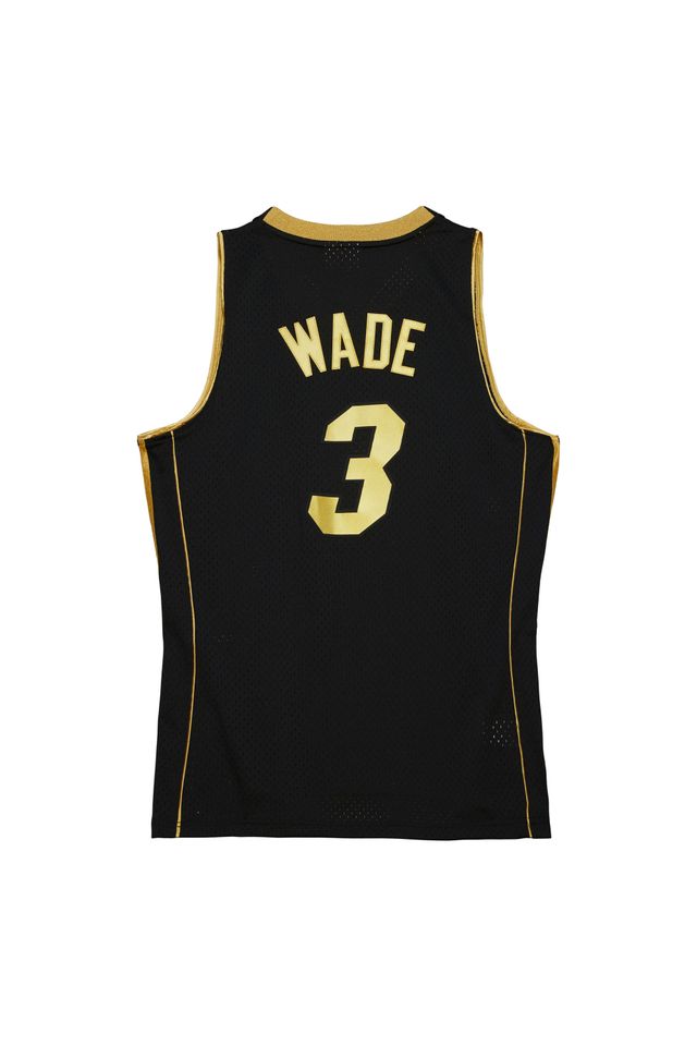 Regata-Mitchell---Ness-Black-Gold-Swingman-Jersey-Miami-Heat-2005-06-Dwyane-Wade-Preta