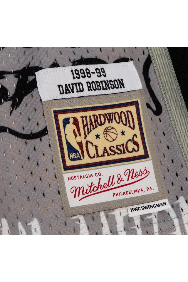 Regata-Mitchell---Ness-Slap-Sticker-Swingman-Jersey-San-Antonio-Spurs-1998-99-David-Robinson-Cinza