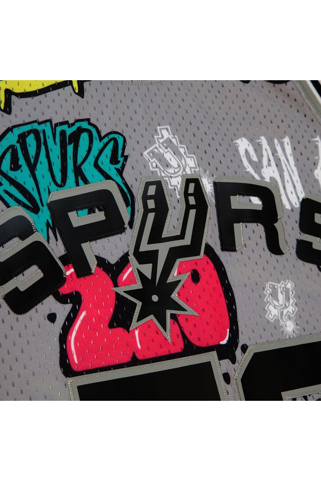 Regata-Mitchell---Ness-Slap-Sticker-Swingman-Jersey-San-Antonio-Spurs-1998-99-David-Robinson-Cinza