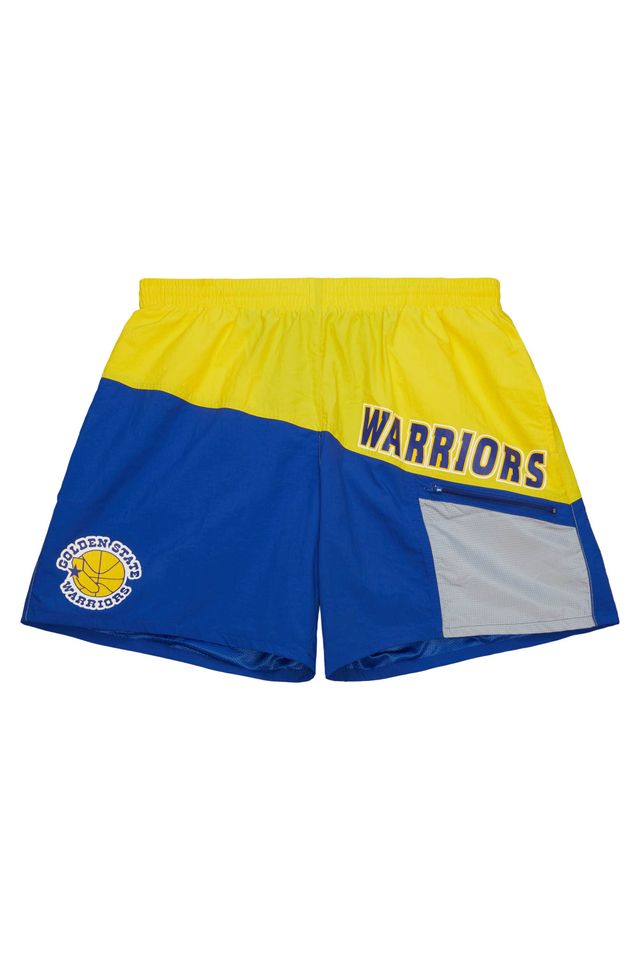 Shorts-Mitchell---Ness-Nylon-Utility-Golden-State-Warriors-Azul-Royal-e-Amarelo