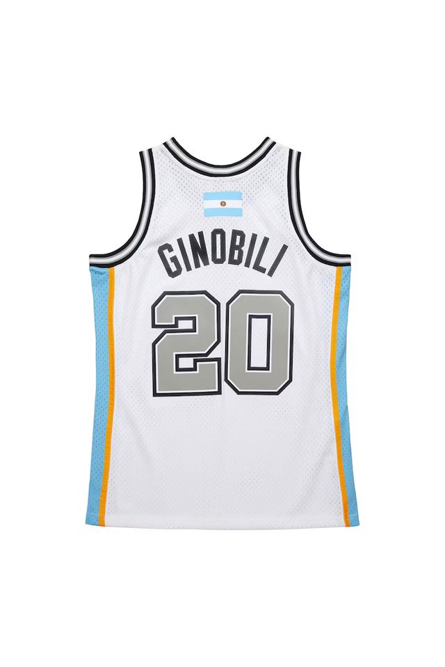 Regata-Mitchell---Ness-Swingman-Jersey-Number-Retirement-San-Antonio-Spurs-2002-2018-Manu-Ginobili-Branca