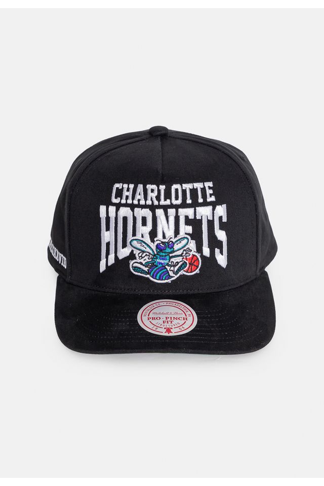 Boné Mitchell & Ness NBA Big Time Pro Snapback Hwc Hornets Preta - ÚNICO Boné Mitchell & Ness NBA Big Time Pro Snapback Hwc Hornets Preta - ÚNICO