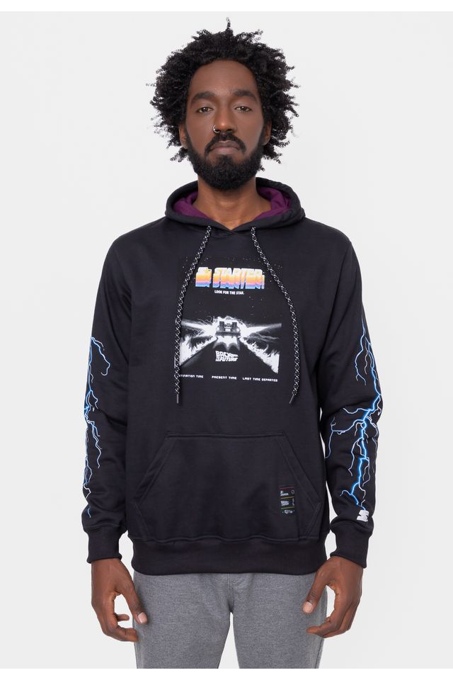 Moletom Starter Lighting Future Collab Back to the Future Preto - P Moletom Starter Lighting Future Collab Back to the Future Preto - P