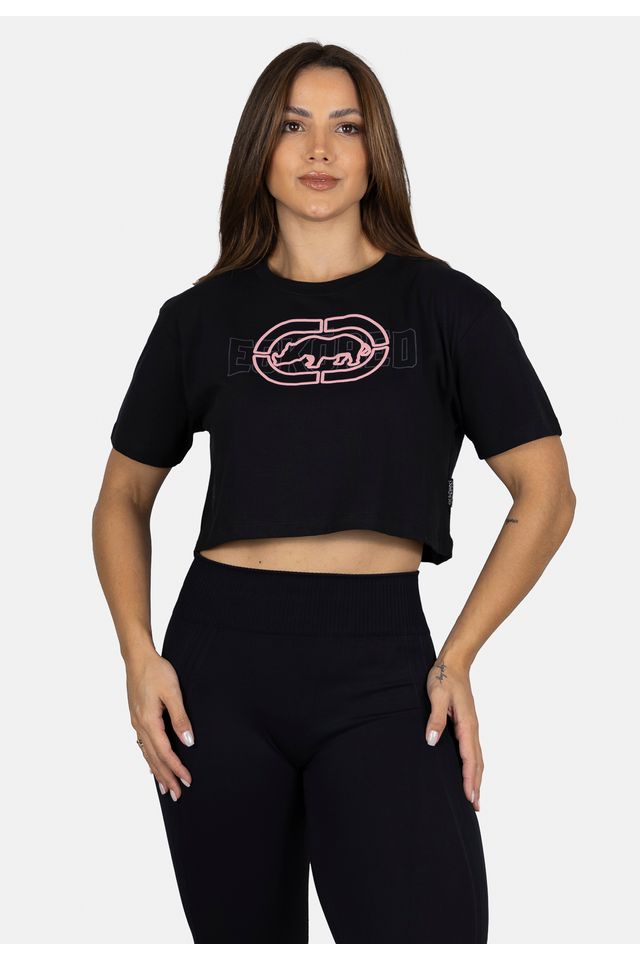 Camiseta Ecko Cropped Preta - P Camiseta Ecko Cropped Preta - P