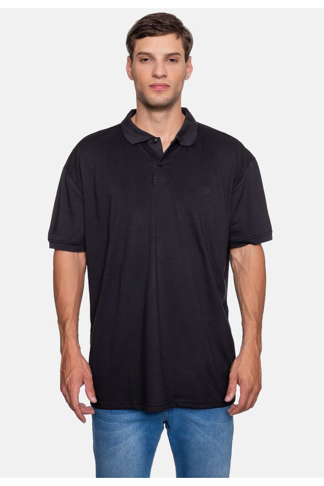 Camisa Polo Fatal Piquet Plus Size Preta - Plus G