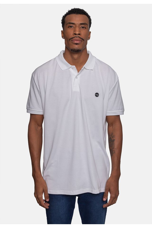 Camisa Polo Fatal Piquet Plus Size Branca - Plus P Camisa Polo Fatal Piquet Plus Size Branca - Plus P