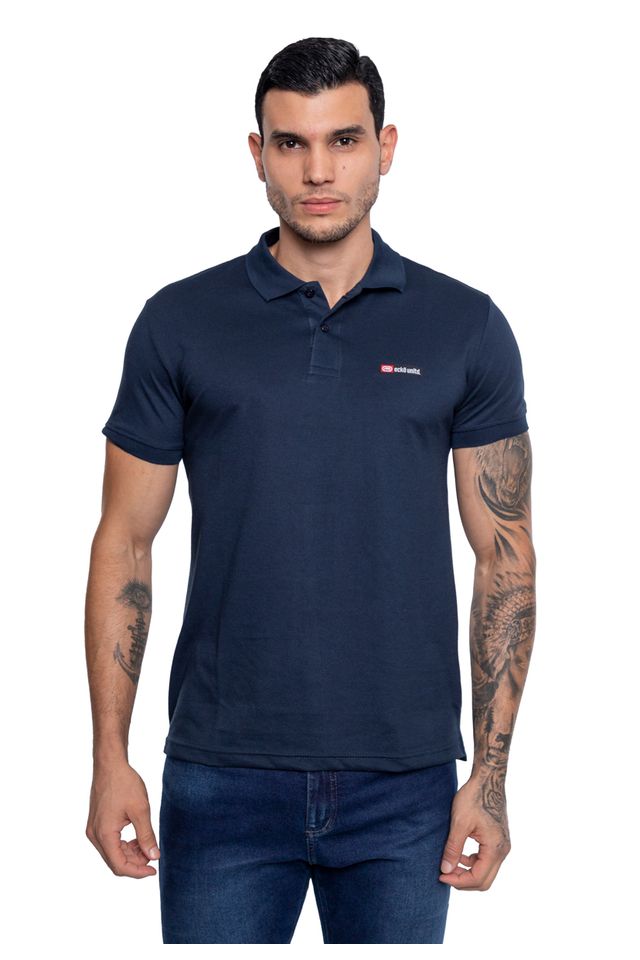 Camisa Polo Ecko Piquet Azul Marinho - P