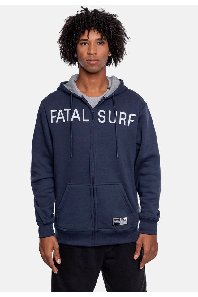 Moletom Fatal Canguru Aberto Azul Marinho - P