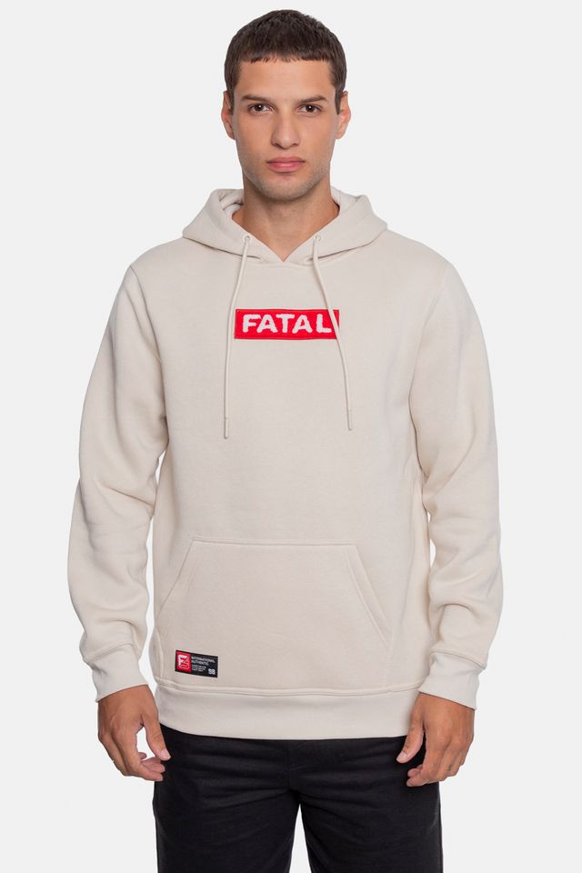 Moletom Fatal Canguru Fechado Areia - P