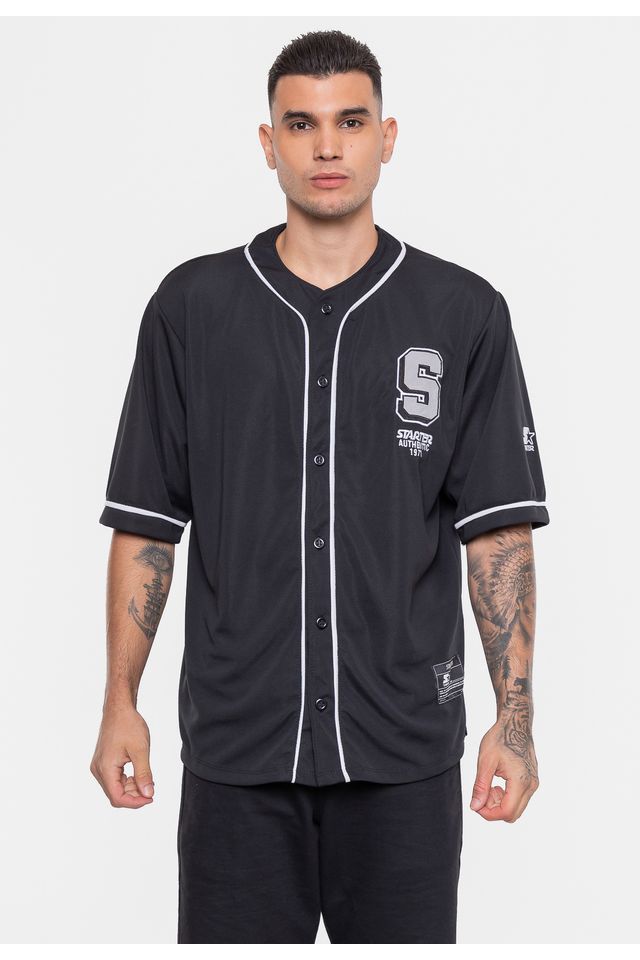 Camisa Starter Oversized Baseball Preta - P Camisa Starter Oversized Baseball Preta - P
