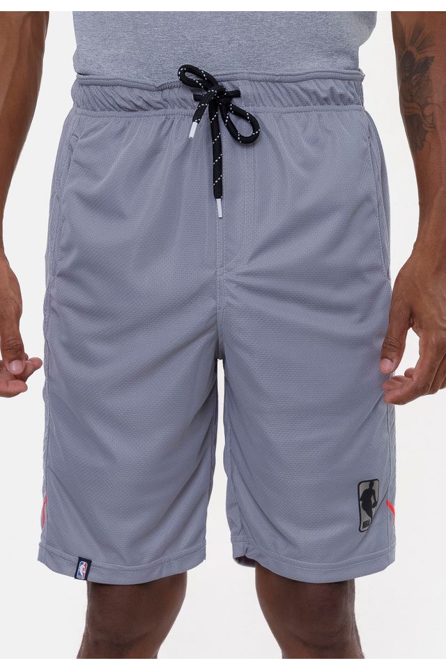 Bermuda NBA Sintética Silver Logo Cinza Mescla - P