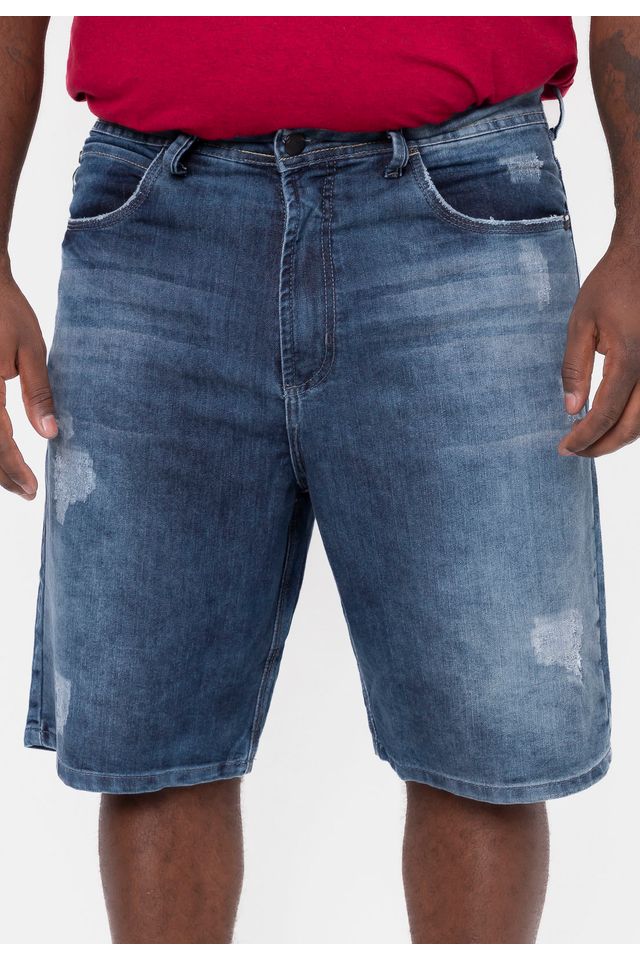 Bermuda HD Jeans Plus Size Slim Azul - 50