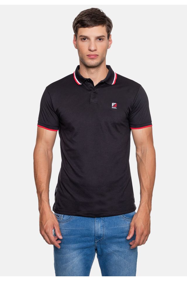 Camisa Polo Fatal Piquet Masculina Preta - P Camisa Polo Fatal Piquet Masculina Preta - P