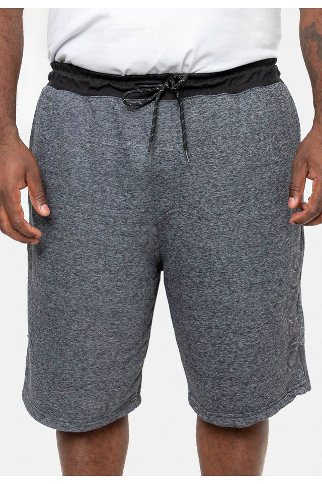Bermuda Onbongo Moletom Plus Size Preta Mescla - Plus P Bermuda Onbongo Moletom Plus Size Preta Mescla - Plus P