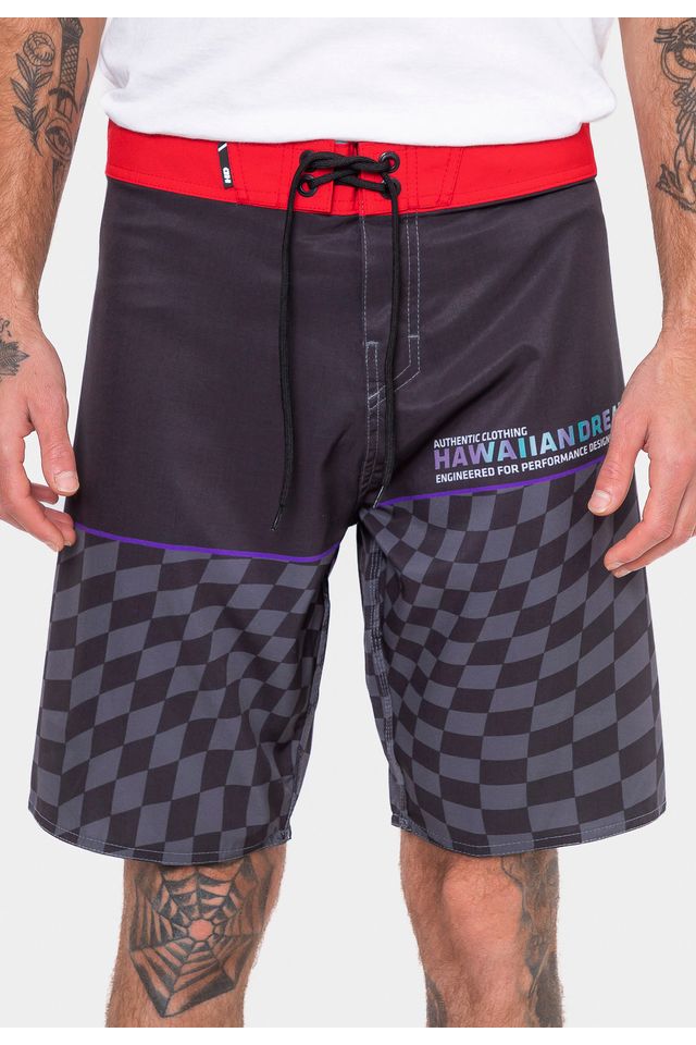 Boardshort HD Geometric Vermelho - 38