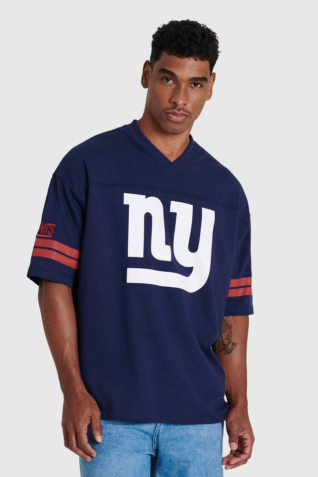 Camiseta Mitchell & Ness Oversize Collab Baw x NFL NY Giants Azul Marinho - P
