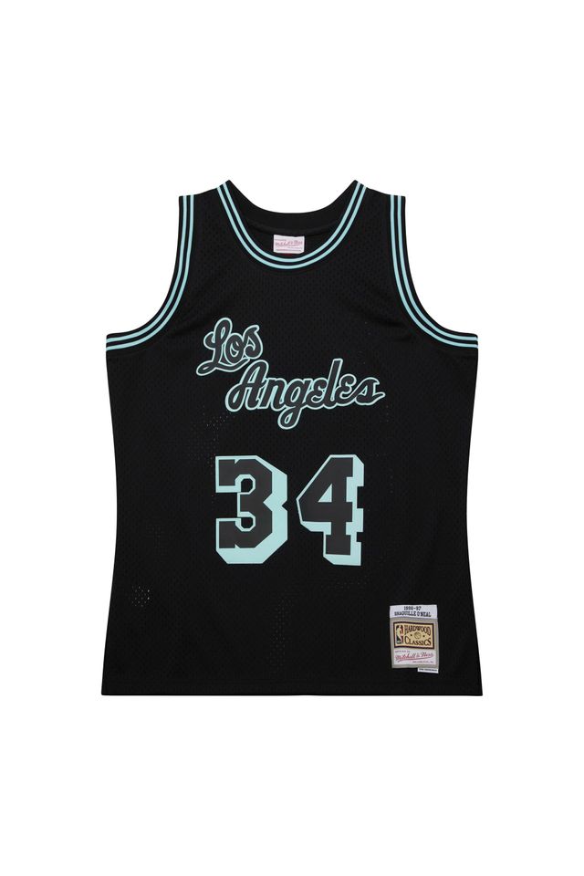 Regata Mitchell & Ness Glow In The Dark Swingman Jersey Los Angeles Lakers 1996-97 Shaquille O'Neal Preta - P Regata Mitchell & Ness Glow In The Dark Swingman Jersey Los Angeles Lakers 1996-97 Shaquille O'Neal Preta - P