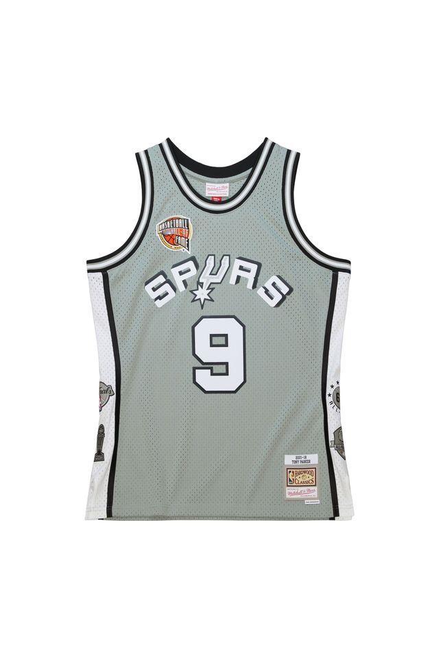 Regata Mitchell & Ness HOF Swingman Jersey San Antonio Spurs Tony Parker Cinza - P Regata Mitchell & Ness HOF Swingman Jersey San Antonio Spurs Tony Parker Cinza - P
