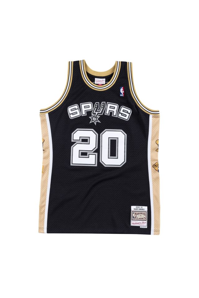 Regata Mitchell & Ness Retirement Swingman Jersey San Antonio Spurs 2002-03 Manu Ginobili Preta - P Regata Mitchell & Ness Retirement Swingman Jersey San Antonio Spurs 2002-03 Manu Ginobili Preta - P