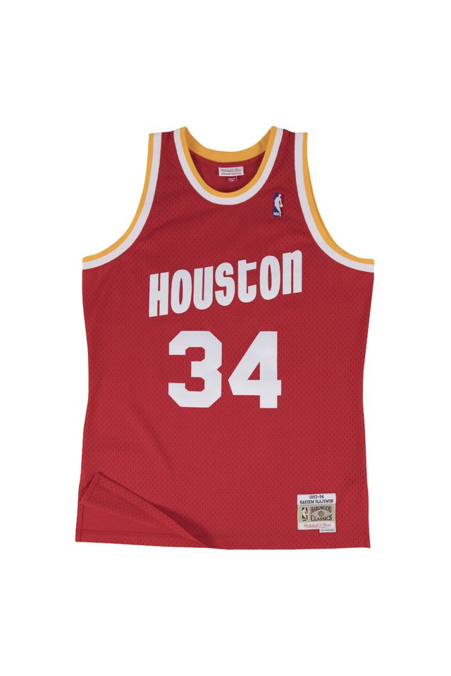 Regata Mitchell & Ness Swingman Jersey Houston Rockets Road 1993-94 Hakeem Olajuwon Vermelha - M