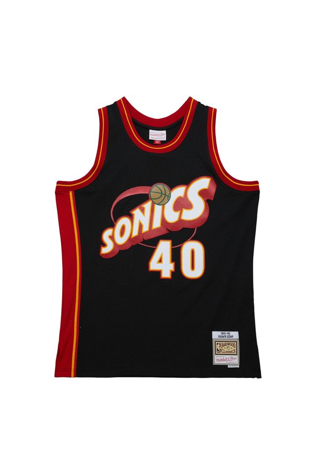 Regata Mitchell & Ness Glitter Swingman Jersey Seattle SuperSonics 1995-96 Shawn Kemp Preta - P