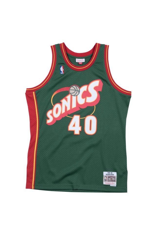 Regata Mitchell & Ness Road Swingman Jersey Seattle SuperSonics 1995-96 Shawn Kemp Verde - P Regata Mitchell & Ness Road Swingman Jersey Seattle SuperSonics 1995-96 Shawn Kemp Verde - P