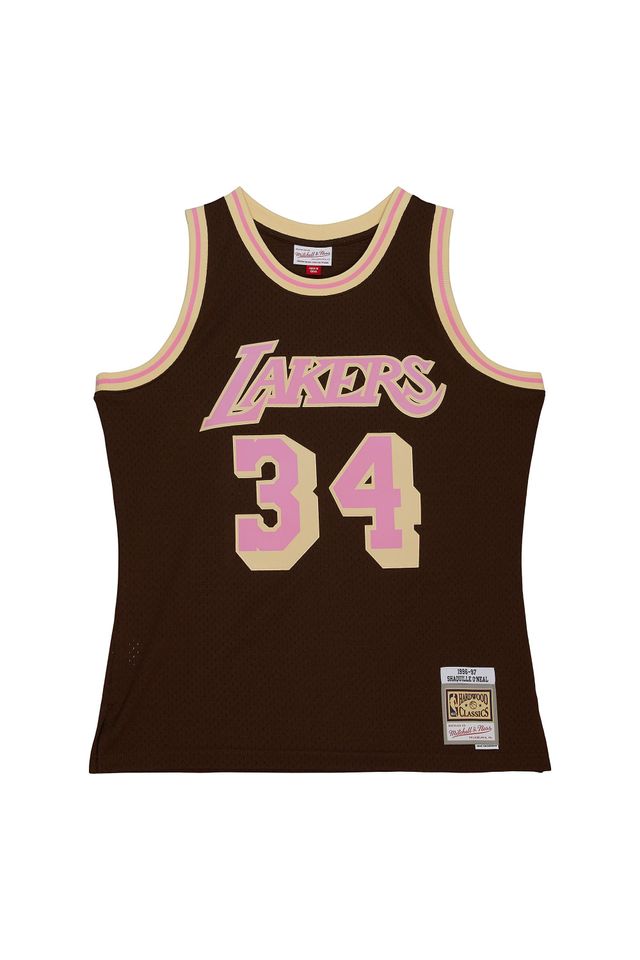 Regata Mitchell & Ness Brown Sugar Bacon Swingman Jersey Los Angeles Lakers 1996-97 Shaquille O'Neal Marrom - M