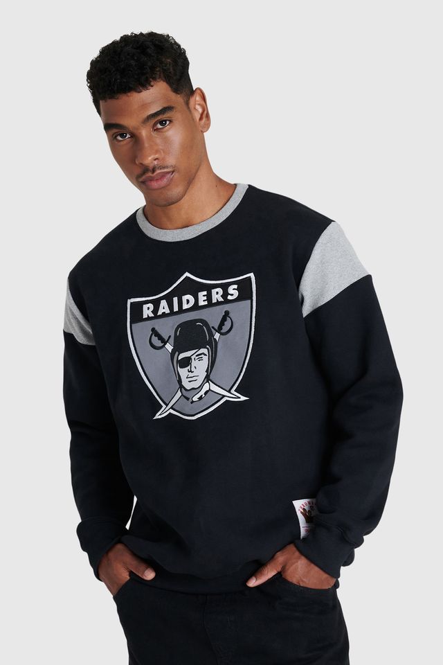 Moletom Mitchell & Ness Careca Collab Baw x NFL Las Vegas Raiders Preta - P