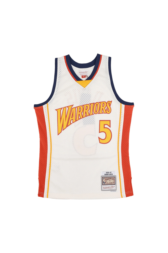 Regata Mitchell & Ness Team Color Swingman Hardwood Jersey Golden State Warriors 2006-07 Baron Davis Off White - P