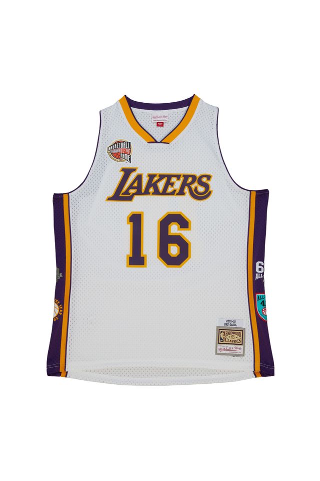 Regata Mitchell & Ness HOF Swingman Jersey Los Angeles Lakers Pau Gasol White Branca - P Regata Mitchell & Ness HOF Swingman Jersey Los Angeles Lakers Pau Gasol White Branca - P