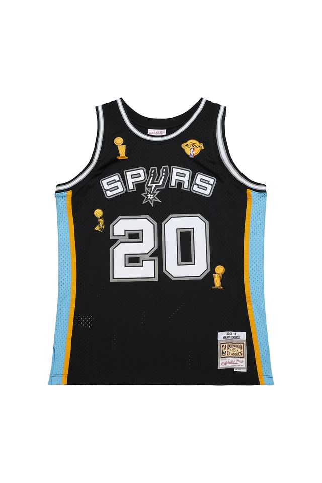 Regata Mitchell & Ness Number Retirement Swingman Jersey San Antonio Spurs 2002-18 Manu Ginobili Preta - P