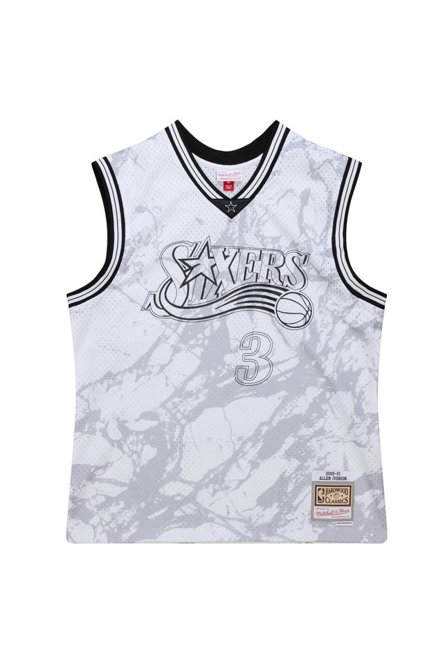 Regata Mitchell & Ness Marble Swingman Jersey Philadelphia 76ers 2000-01 Allen Iverson Branca - P