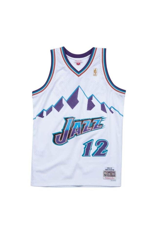 Regata Mitchell & Ness Swigman Jersey Utah Jazz John Stockton 1996-97 Branca - P